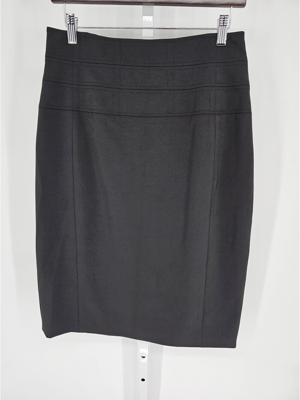 Elie Tahari Womens Sz 12 Classic Midi Length Pencil Skirt Solid Black